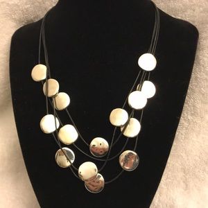 Talbots silver with black cord necklace